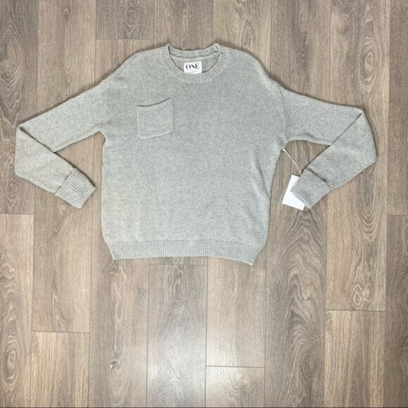 Revolve One Teaspoon Classic Cotton Chunky Knit Sweater Gray Marle Oversized XS - Picture 3 of 16